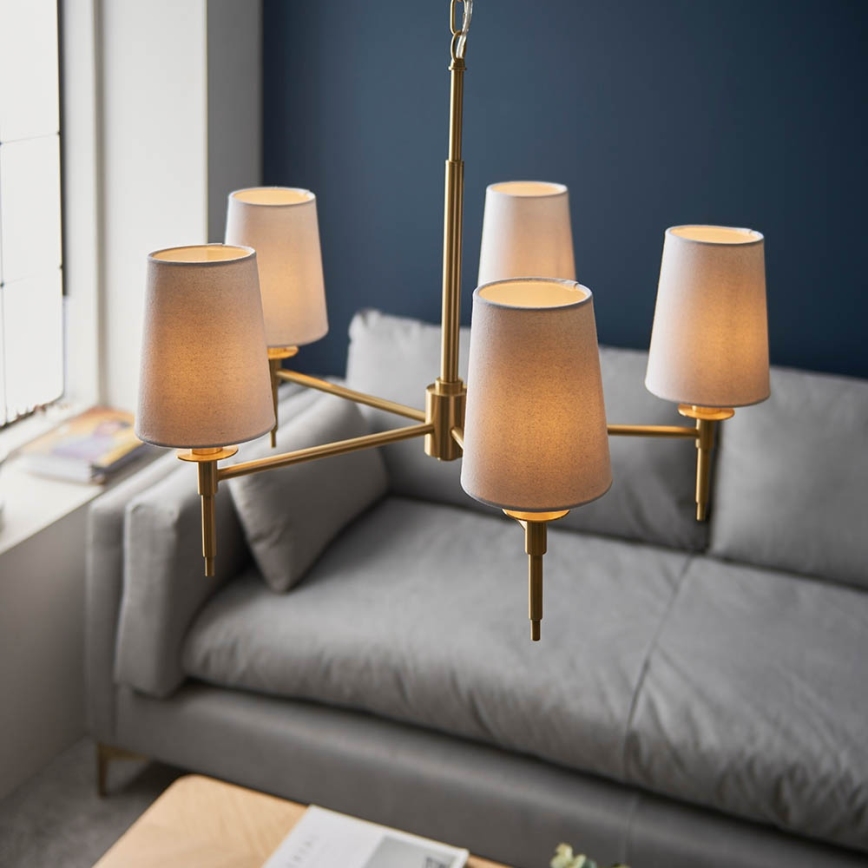 Endon 99458 - Kronleuchter mit Kette 5xE14/6W/230V gold/weiß