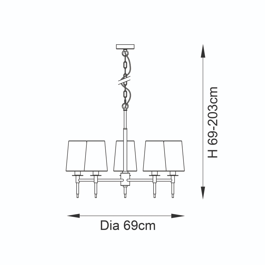 Endon 99458 - Kronleuchter mit Kette 5xE14/6W/230V gold/weiß