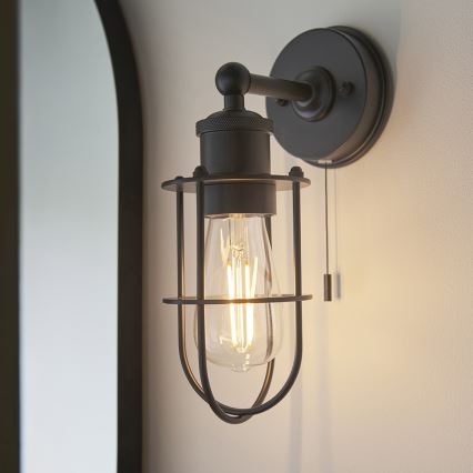 Endon 99948 - Badezimmer-Wandleuchte CREW 1xE27/6W/230V IP44 schwarz
