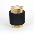 Ersatz-Lampenschirm für Tischlampe und Kronleuchter BOHO E27 Ø 20 cm Rattan/Schwarz