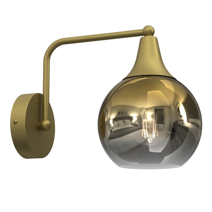 Ersatzglas für Kronleuchter und Wandleuchte MONTE E27 Ø 15 cm in Gold/Rauchglas
