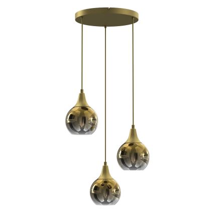 Ersatzglas für Kronleuchter und Wandleuchte MONTE E27 Ø 15 cm in Gold/Rauchglas