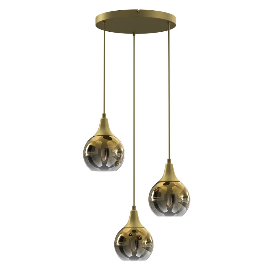 Ersatzglas für Kronleuchter und Wandleuchte MONTE E27 Ø 15 cm in Gold/Rauchglas