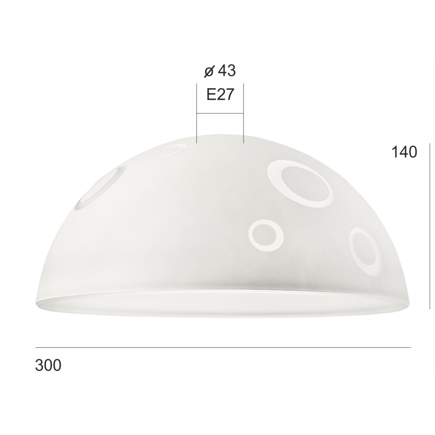 Ersatzglas für Hängeleuchte SFERA E27 140x300 mm weiß