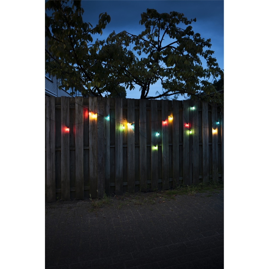 Erweiterbare LED-Außenlichterkette CONE FILAMENT 20xE10 14m mehrfarbig/warmweiß IP44, Hergestellt in der EU