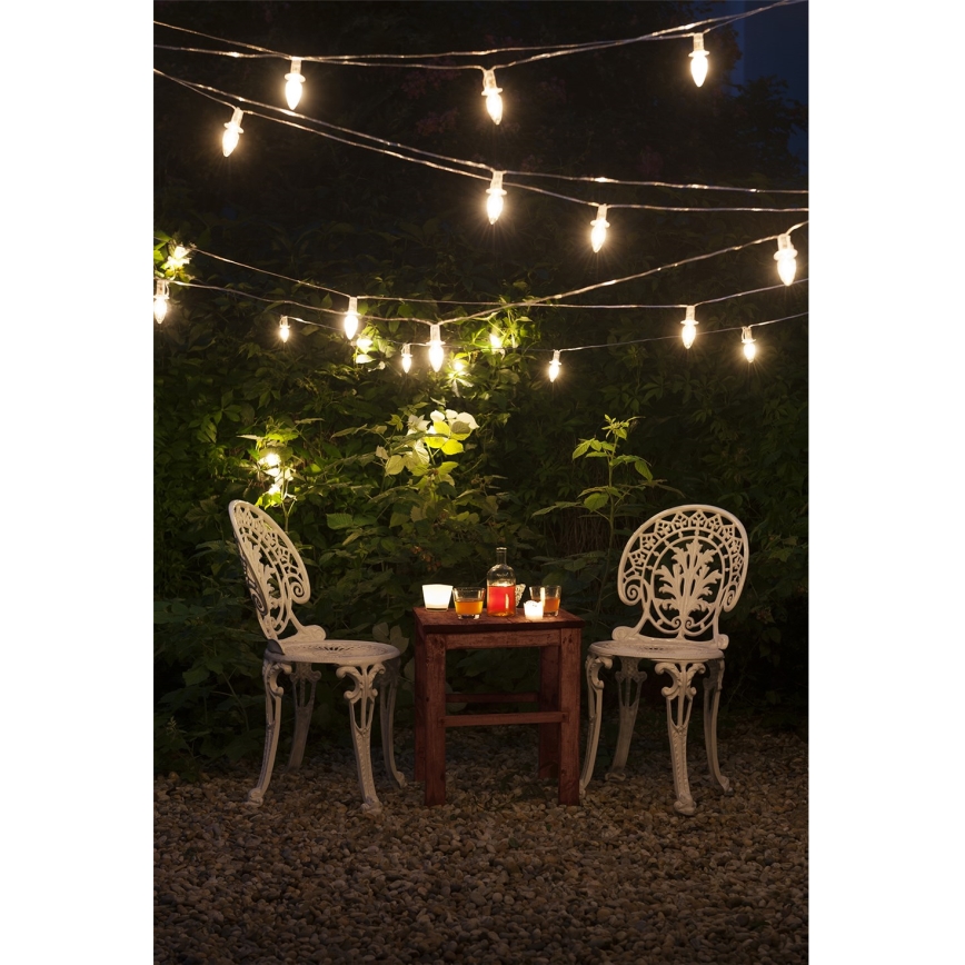 Erweiterbare LED-Außen-Weihnachtslichterkette CONE FILAMENT 20xE10 14m klar/warmweiß IP44, Hergestellt in Tschechien
