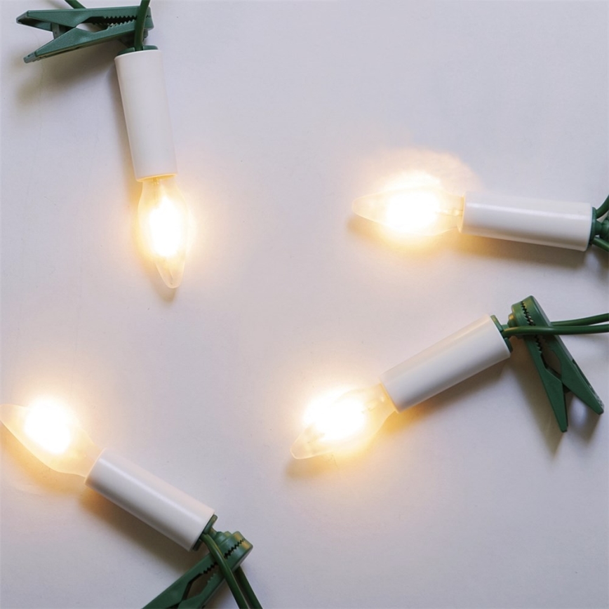 Erweiterbare LED-Außen-Lichterkette FELICIA FILAMENT 20xE10 14m weiß/warmweiß IP44, Hergestellt in Tschechien