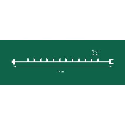 Erweiterungs-LED-Lichterkette für den Außenbereich FELICIA FILAMENT 20xE10 14m bunt/warmweiß IP44, Hergestellt in Tschechien