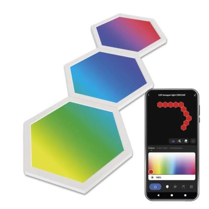 SET 3x LED RGBIC+CCT Dimmbares Panel - Verlängerungs- 3xLED/1,8W/230V Wi-Fi Tuya