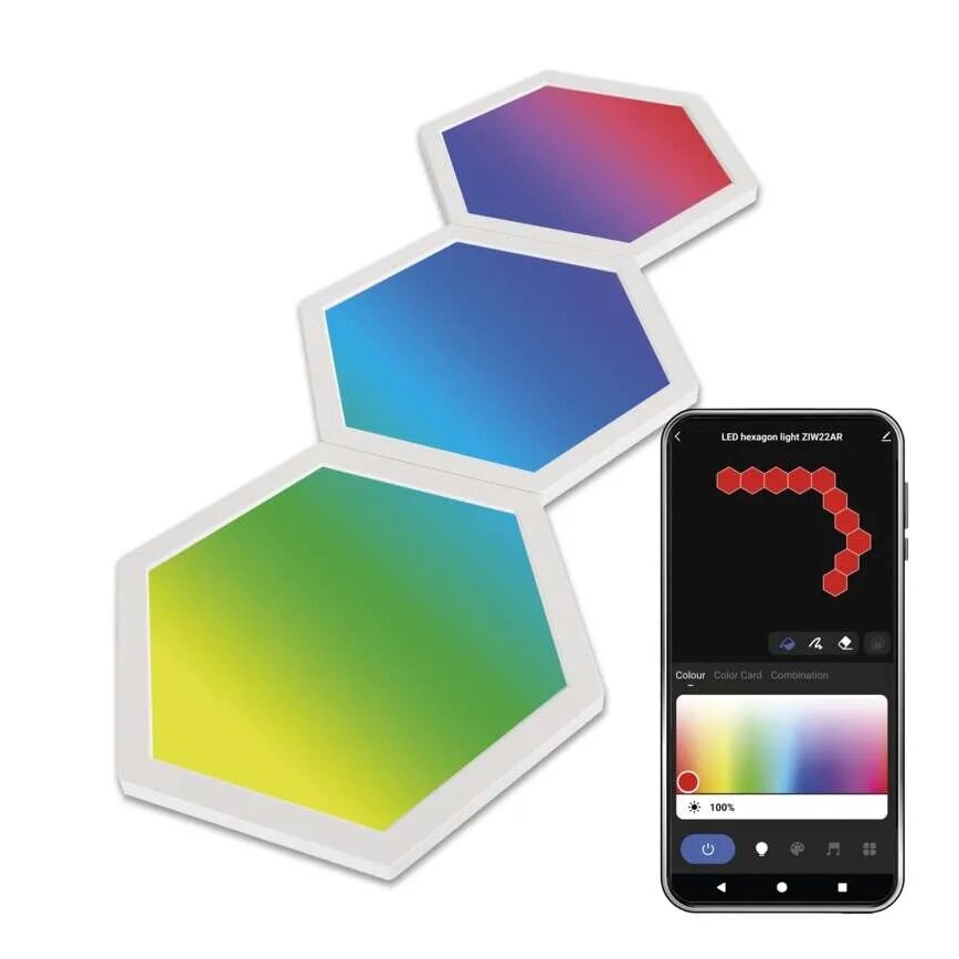 SET 3x LED RGBIC+CCT Dimmbares Panel - Verlängerungs- 3xLED/1,8W/230V Wi-Fi Tuya