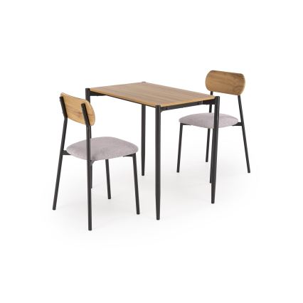 Ess-Set NANDO 84x54 cm grau/braun/schwarz