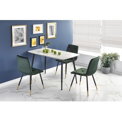 Esstisch ALARA Dekor weißer Marmor/schwarz