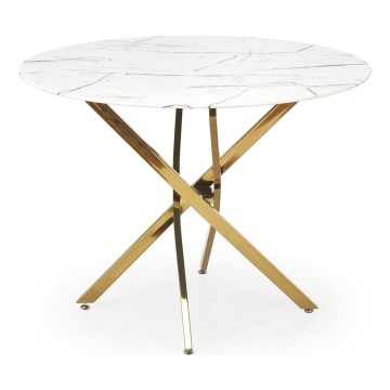 Esstisch ESTEN 100 cm weiß/gold