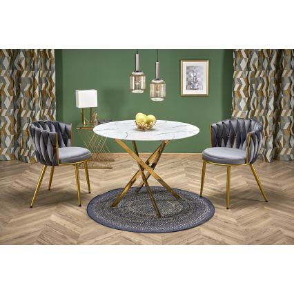 Esstisch ESTEN 100 cm weiß/gold