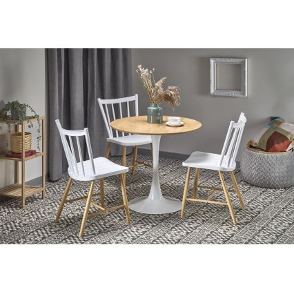 Esstisch LUGI Ø 80 cm Braun/Weiß