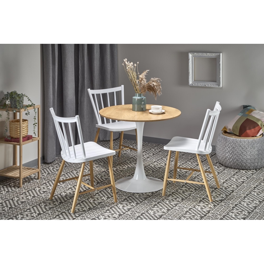 Esstisch LUGI Ø 80 cm Braun/Weiß