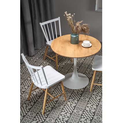 Esstisch LUGI Ø 80 cm Braun/Weiß