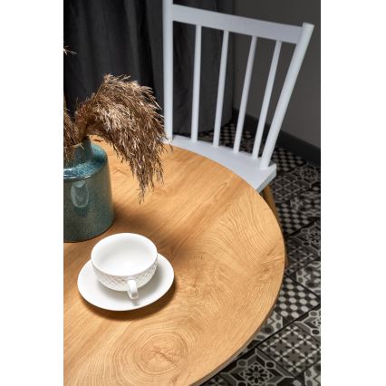 Esstisch LUGI Ø 80 cm Braun/Weiß