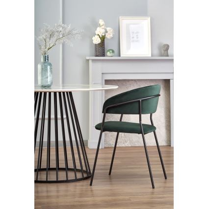 Esstisch SEREIN Dekor weißer Marmor/Schwarz