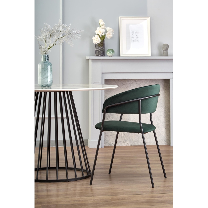 Esstisch SEREIN Dekor weißer Marmor/Schwarz