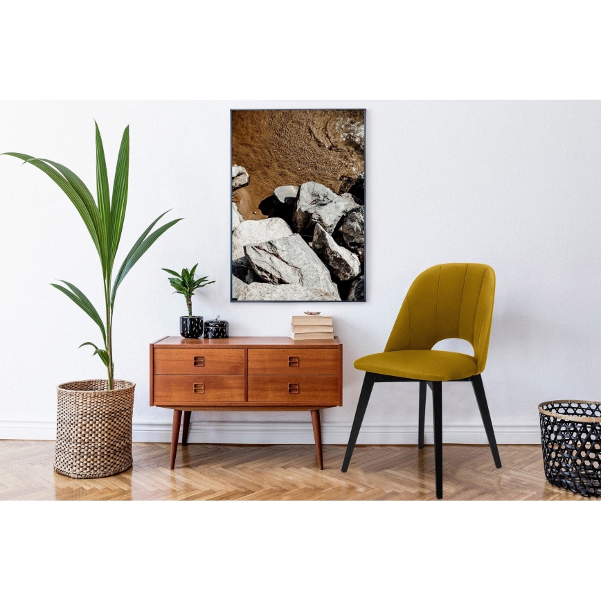 Esszimmerstuhl BOVIO 86x48 cm gelb/Buche