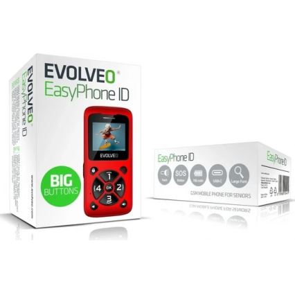 Evolveo - EasyPhone ID Mobiltelefon für Senioren rot