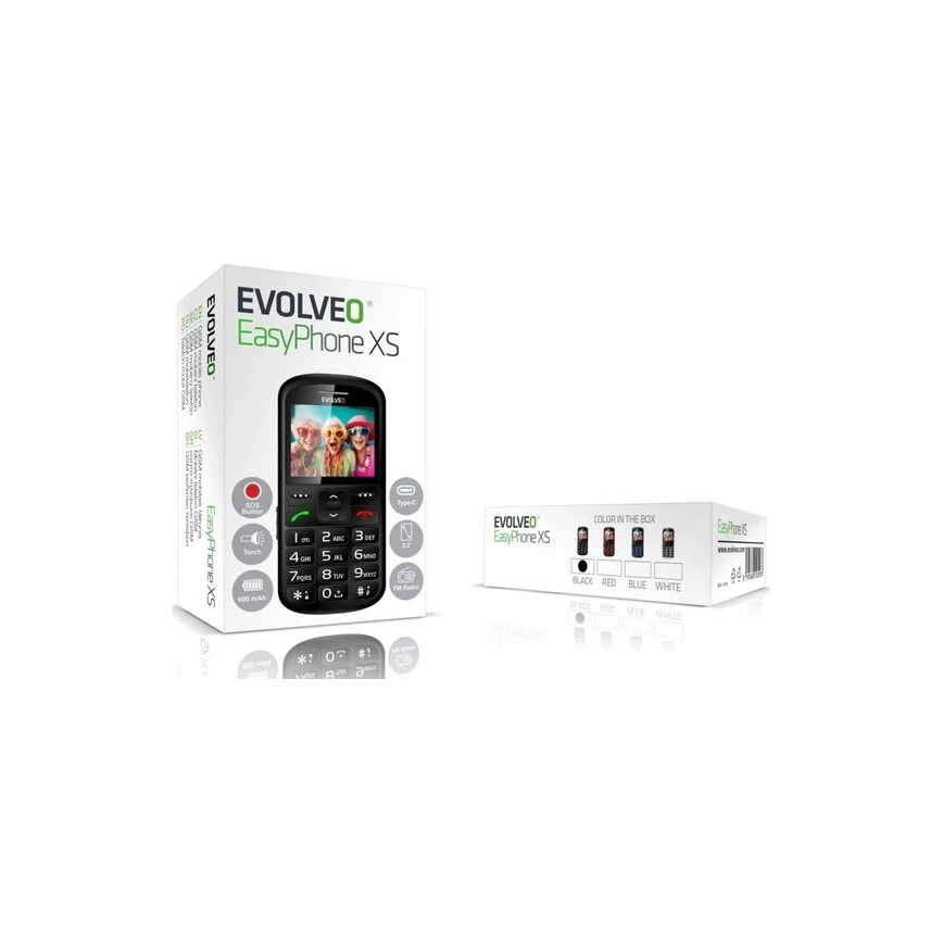 Evolveo - EasyPhone XS, Mobiltelefon für Senioren, schwarz