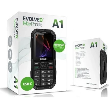 Evolveo - MaxPhone A1, Tastenhandy mit Dual-SIM, schwarz