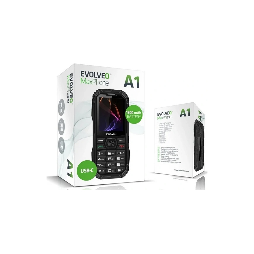 Evolveo - MaxPhone A1, Tastenhandy mit Dual-SIM, schwarz