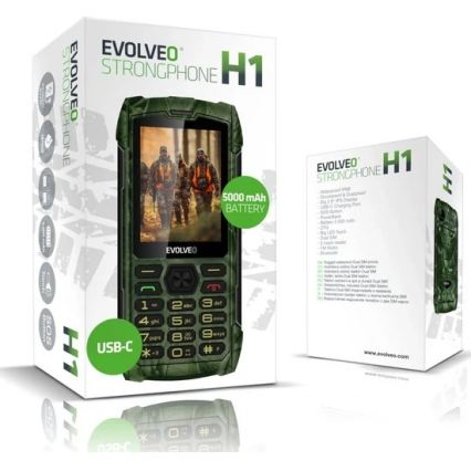 Evolveo - StrongPhone H1 wasserdichtes Dual-SIM-Telefon in Jagdtarnoptik