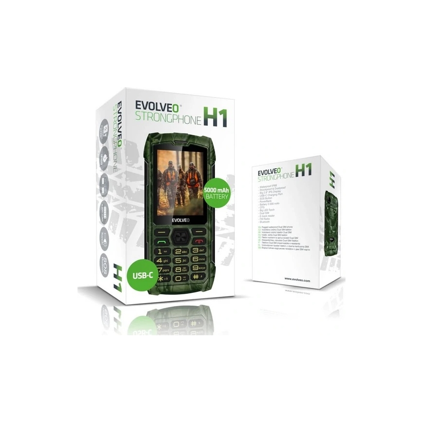 Evolveo - StrongPhone H1 wasserdichtes Dual-SIM-Telefon in Jagdtarnoptik