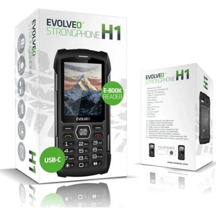 Evolveo - StrongPhone H1, wasserdichtes Dual-SIM-Telefon, schwarz - silber