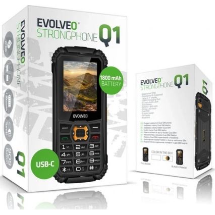 Evolveo - StrongPhone Q1, wasserdichtes Dual-SIM-Handy, schwarz/orange