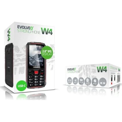 Evolveo - StrongPhone W4, wasserdichtes Dual-SIM-Handy schwarz/rot
