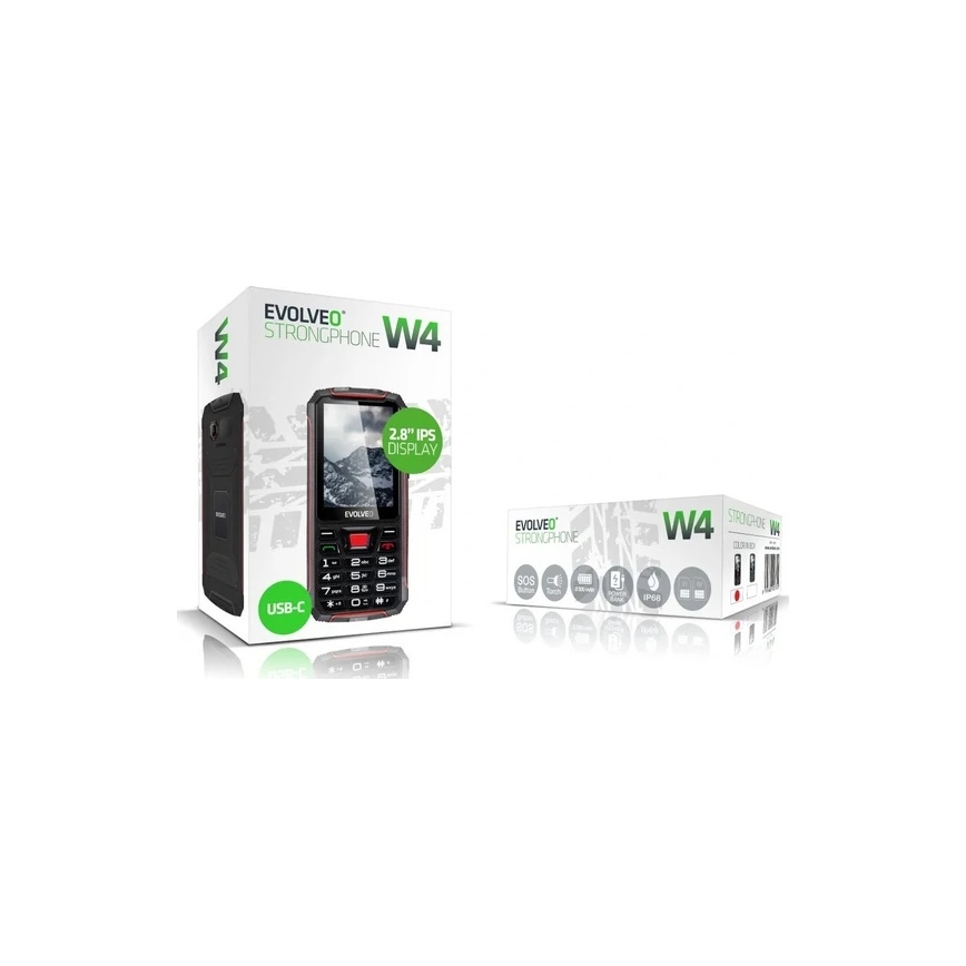 Evolveo - StrongPhone W4, wasserdichtes Dual-SIM-Handy schwarz/rot