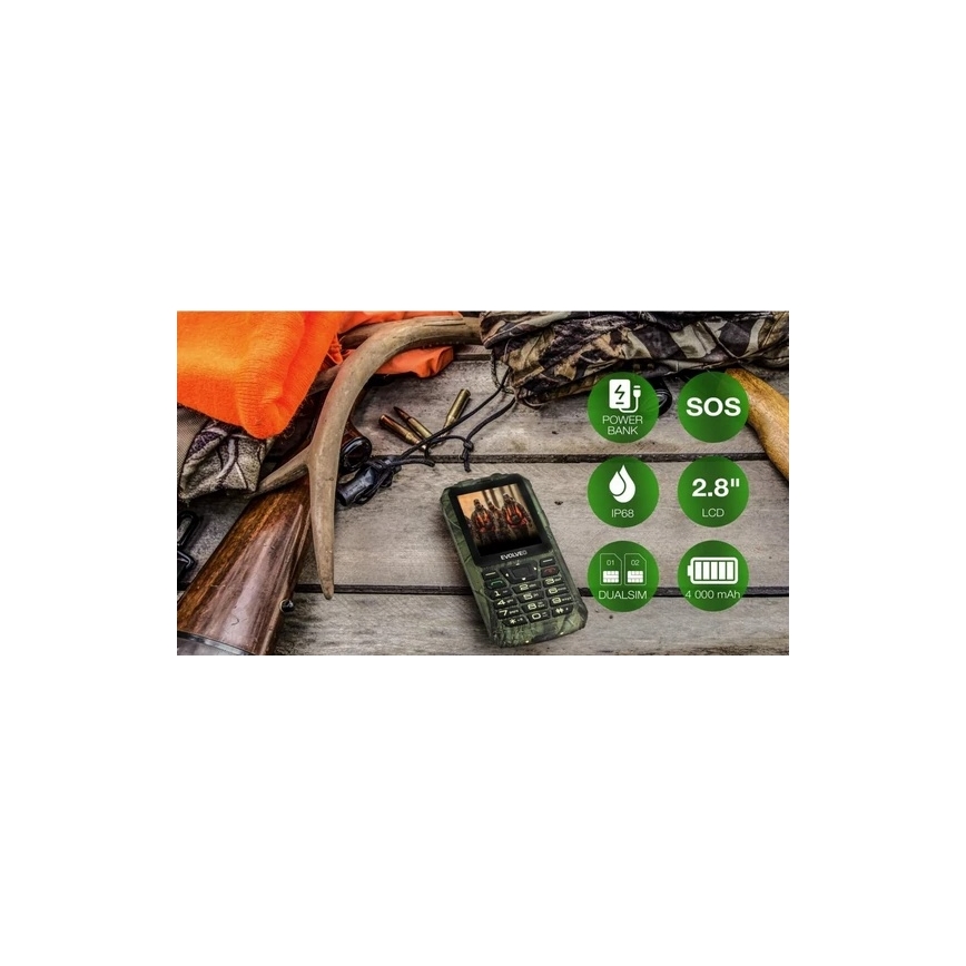 Evolveo - StrongPhone Z6 wasserdichtes Dual-SIM-Handy im Jagdtarn-Design