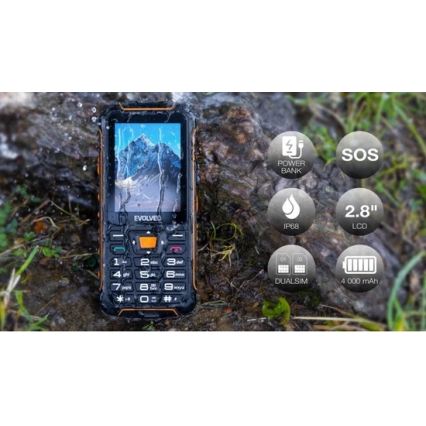Evolveo - StrongPhone Z6, wasserdichtes Dual-SIM-Handy, schwarz/orange
