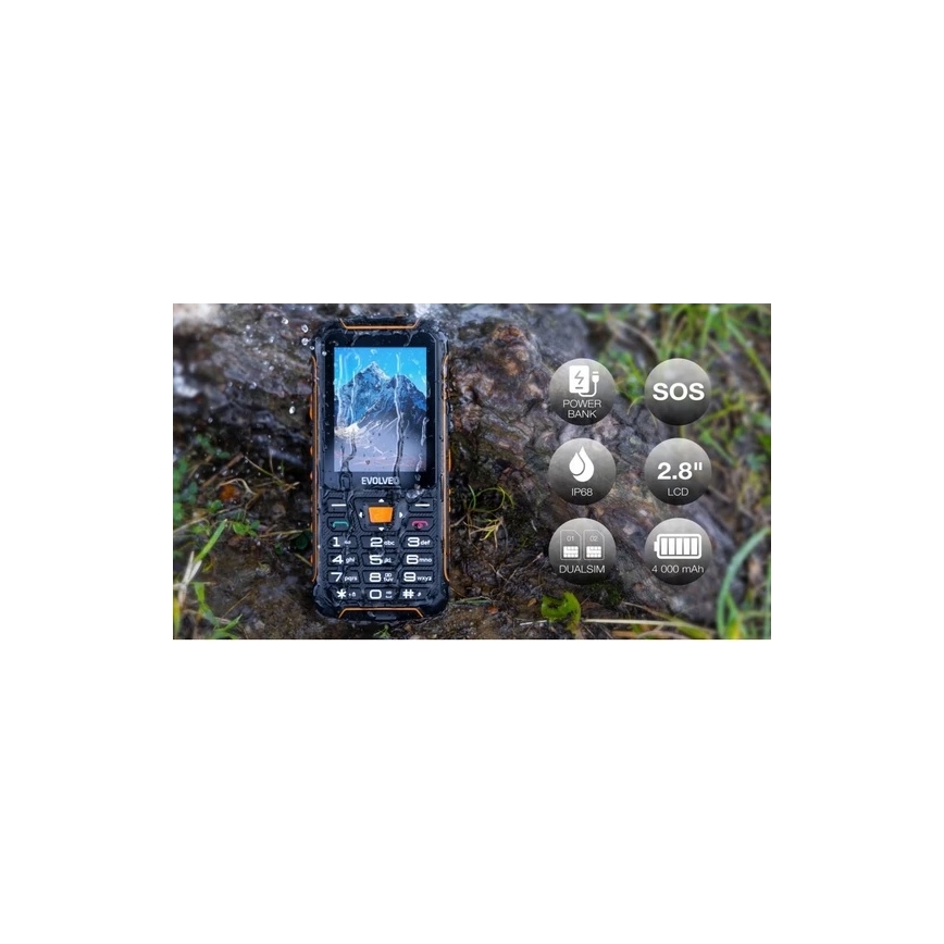 Evolveo - StrongPhone Z6, wasserdichtes Dual-SIM-Handy, schwarz/orange