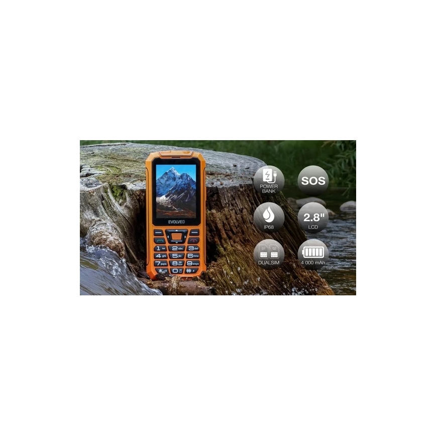Evolveo - StrongPhone Z6, wasserdichtes Dual-SIM-Telefon orange