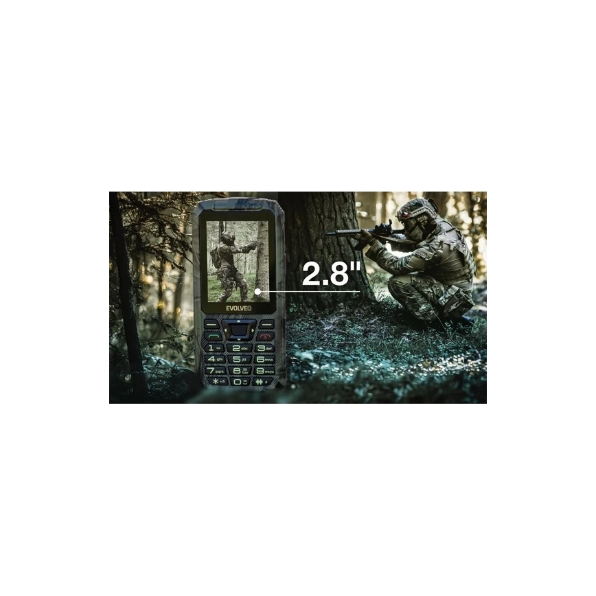 Evolveo - StrongPhone Z6 wasserdichtes Dual‑SIM‑Telefon in Jagdtarnoptik