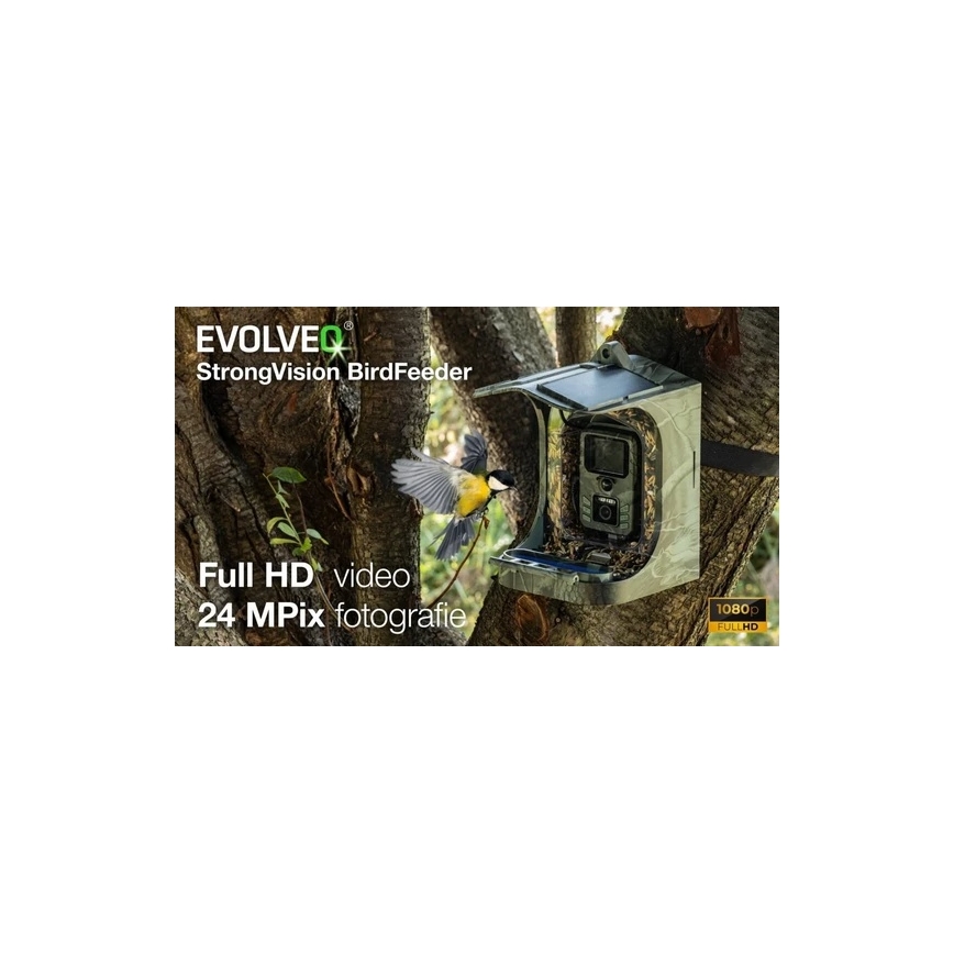 Evolveo - StrongVision BirdFeeder - intelligentes Vogelfutterhaus mit Kamera und Solarmodulen