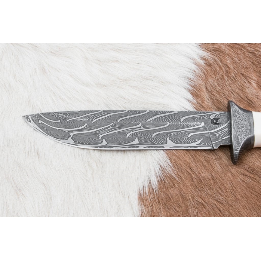 Exklusives Damastmesser 15 cm Mammut-Elfenbein