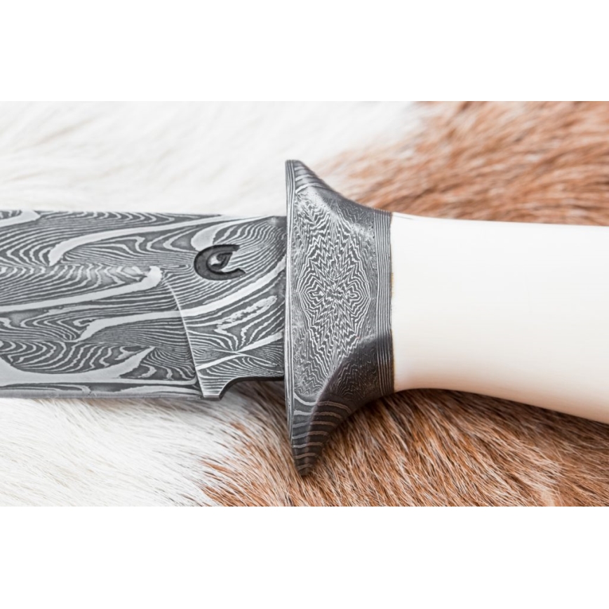 Exklusives Damastmesser 15 cm Mammut-Elfenbein