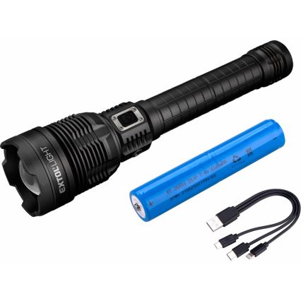 Extol - Dimmbare, aufladbare LED-Taschenlampe mit einer Powerbank LED/60W/10000 mAh 8000 lm IPX4 schwarz