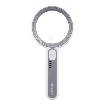 Extol - Dimmbare, wiederaufladbare LED-Lupe mit LED-Beleuchtung/650 mAh weiß/grau