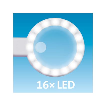 Extol - Dimmbare, wiederaufladbare LED-Lupe mit LED-Beleuchtung/650 mAh weiß/grau