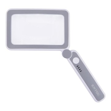 Extol - dimmbare, wiederaufladbare, zusammenklappbare Lupe mit LED-Beleuchtung/650 mAh, weiß/grau