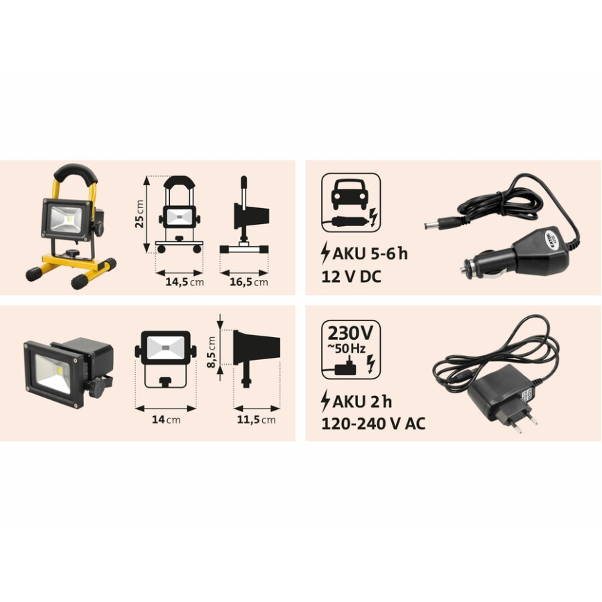 Extol - LED Akku-Strahler LED/10W/3600 mAh/8,4V IP65