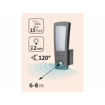 Extol - LED Außenwandleuchte mit Sensor LED/15W/230V IP65