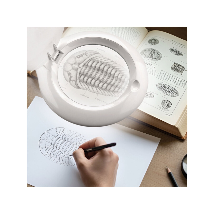 Extol - LED-dimmbare Schreibtischlampe mit Lupe LED/10W/230V weiß